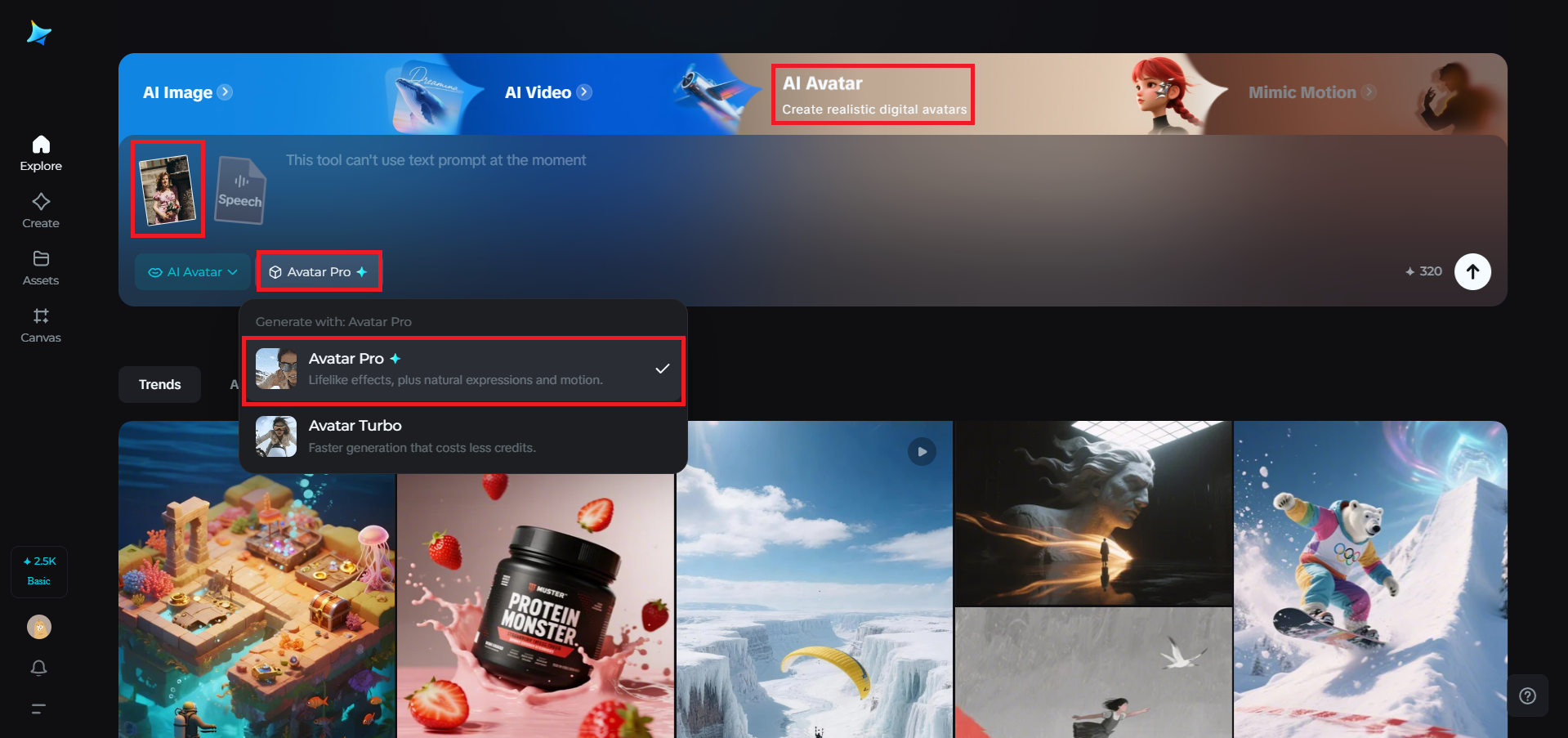 Upload an image on Dreamina