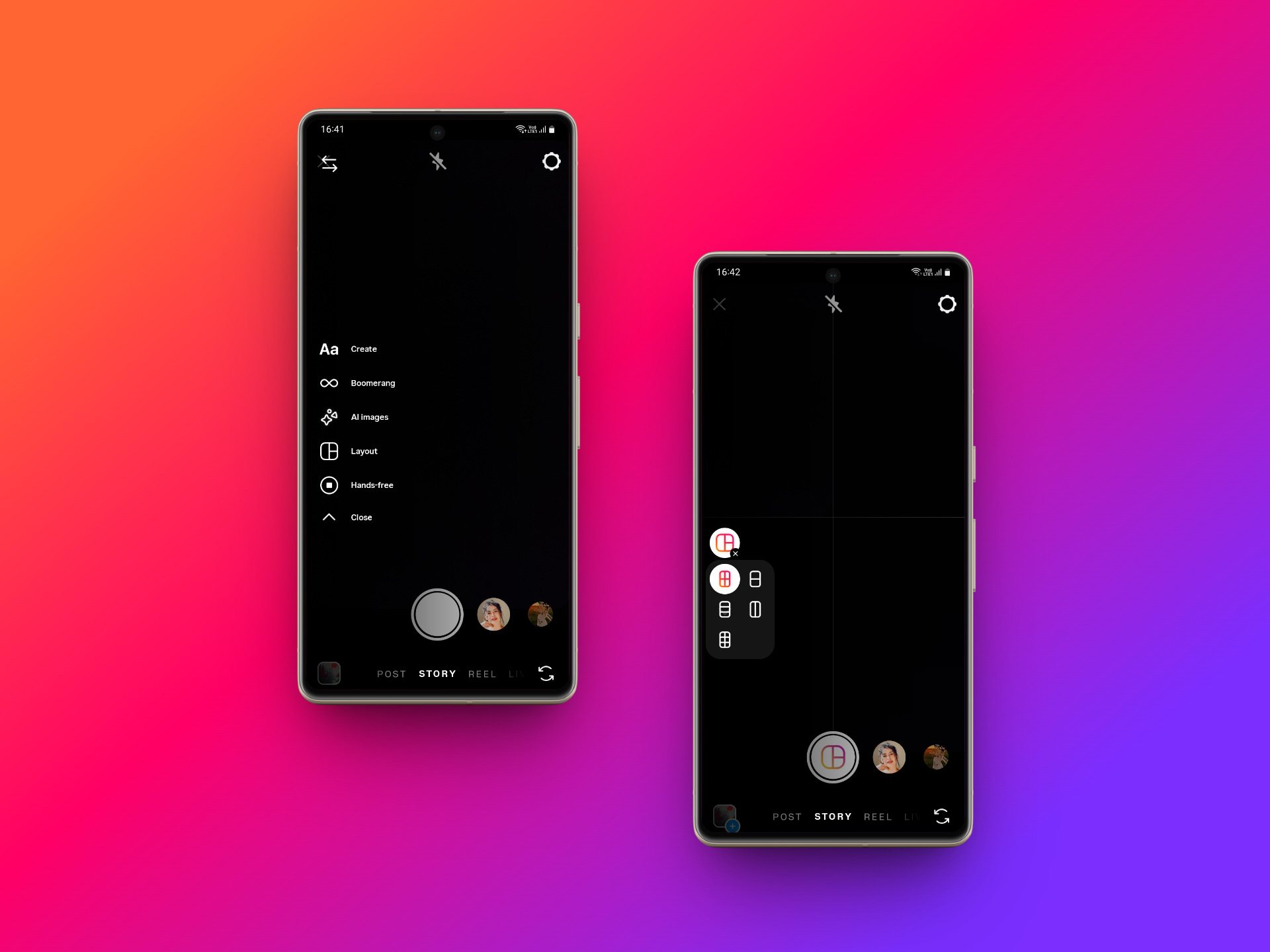 Accessing the layout mode & choosing your grid