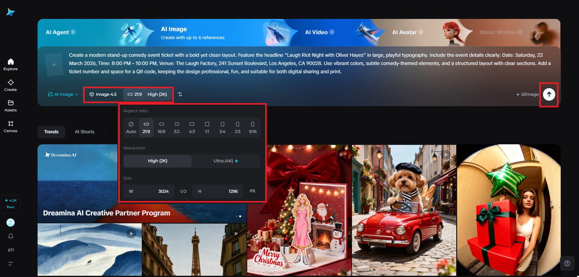 Choose the model and adjust output settings