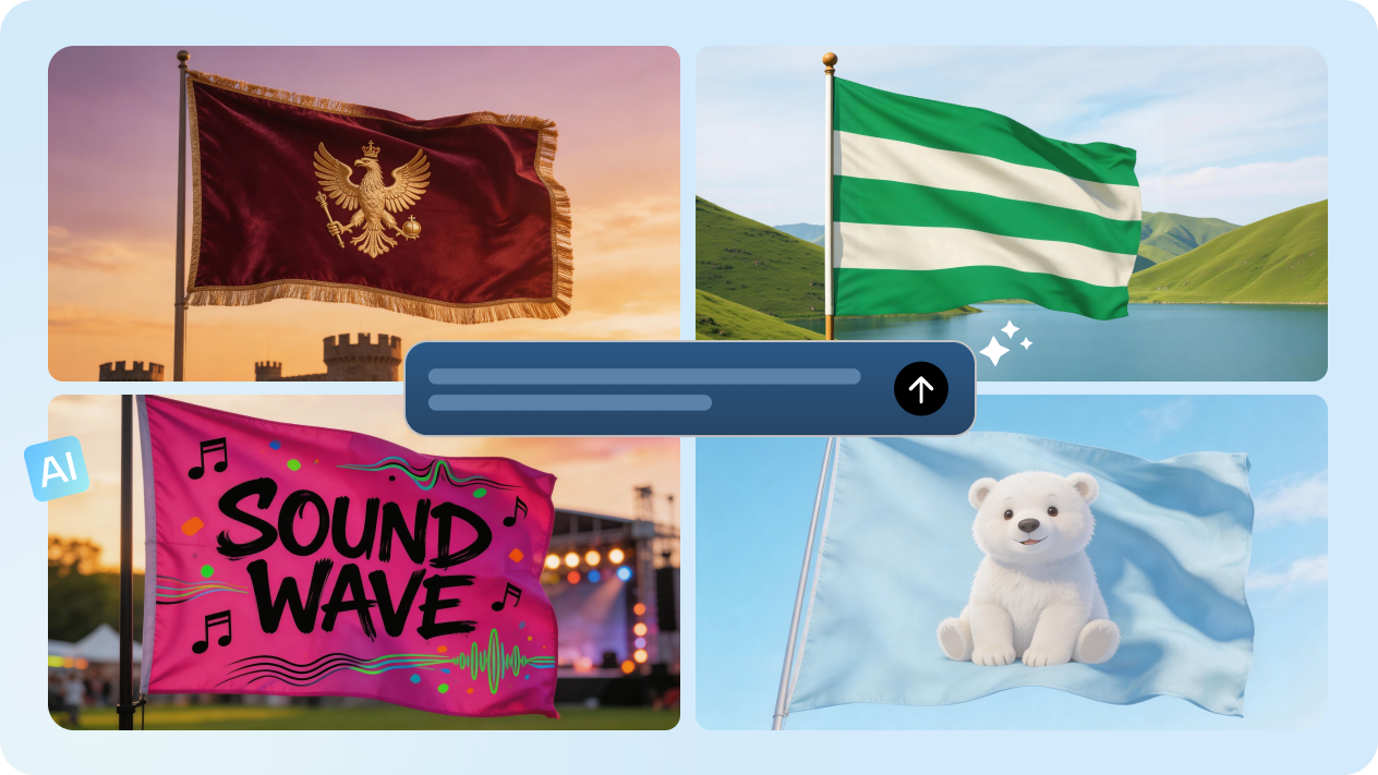 AI flag generator creating a flag from a text description