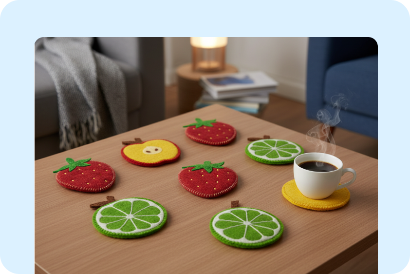 Arte murale in feltro generata dall'IA per l'arredamento della casa