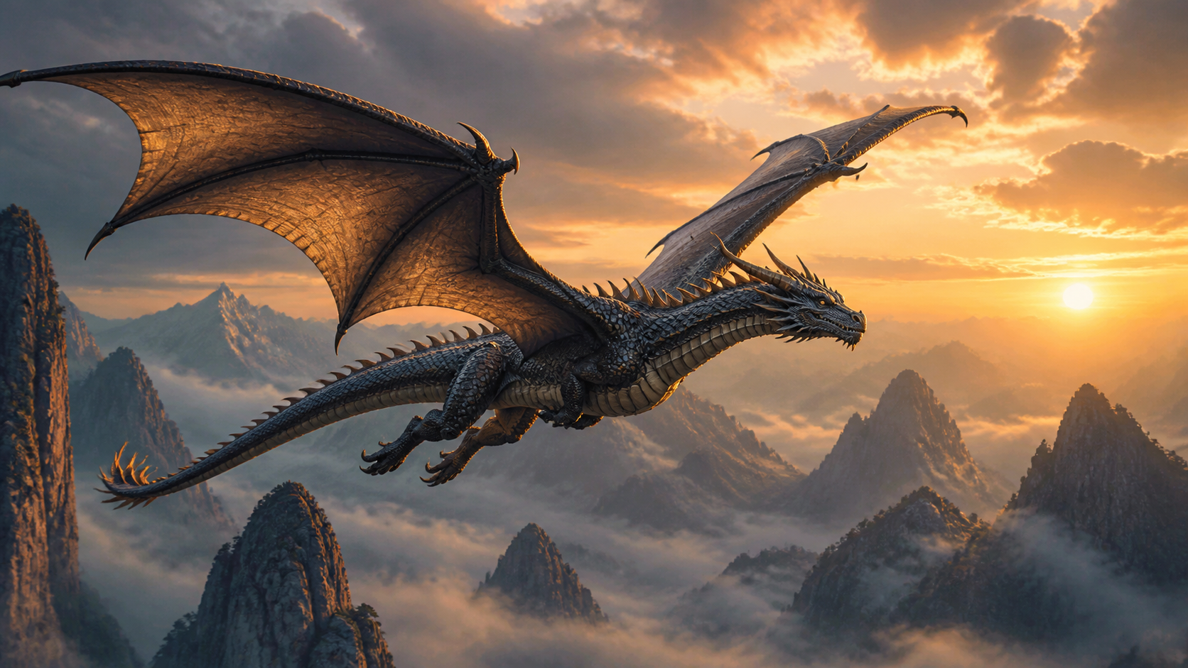 Fantasy dragon flight