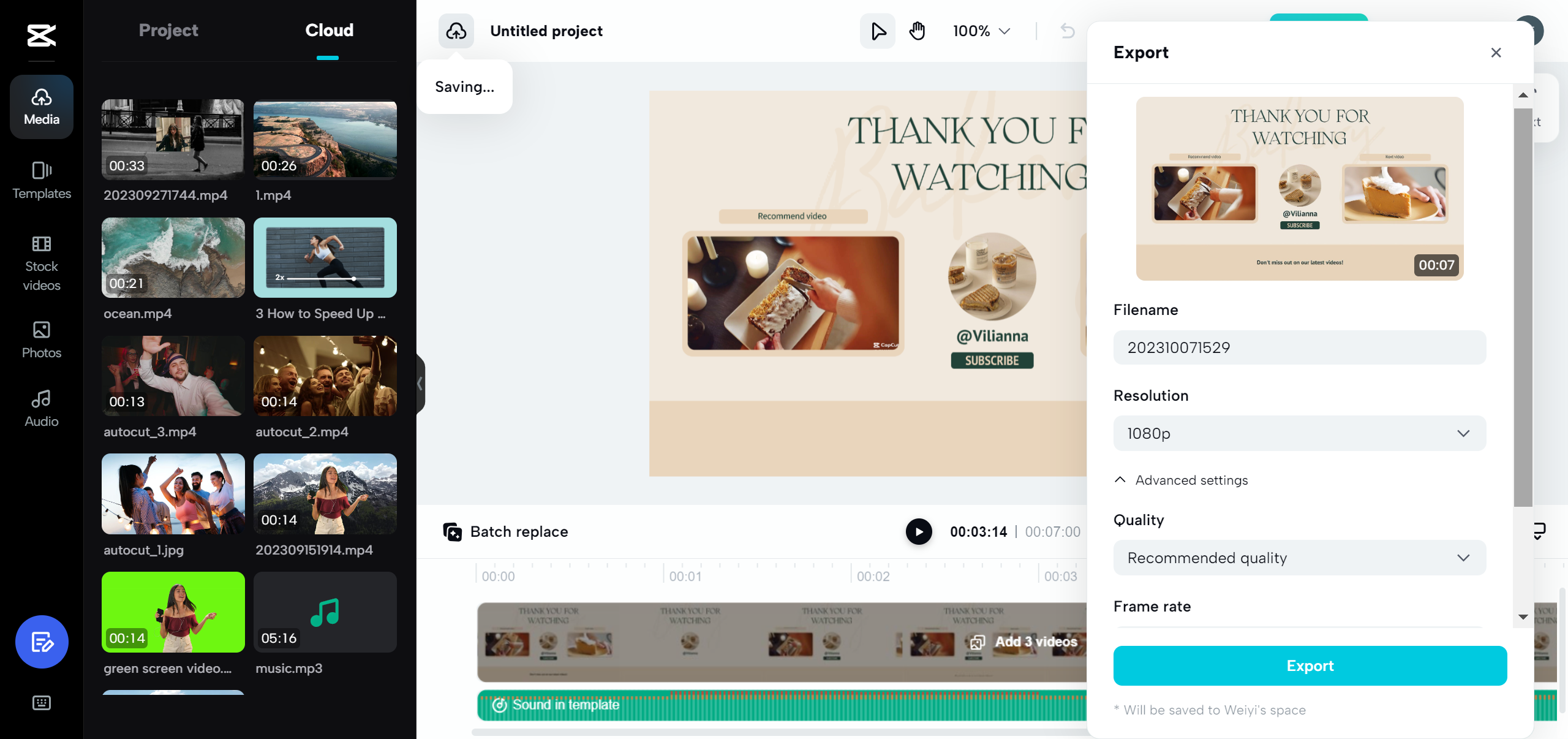 Export your video 