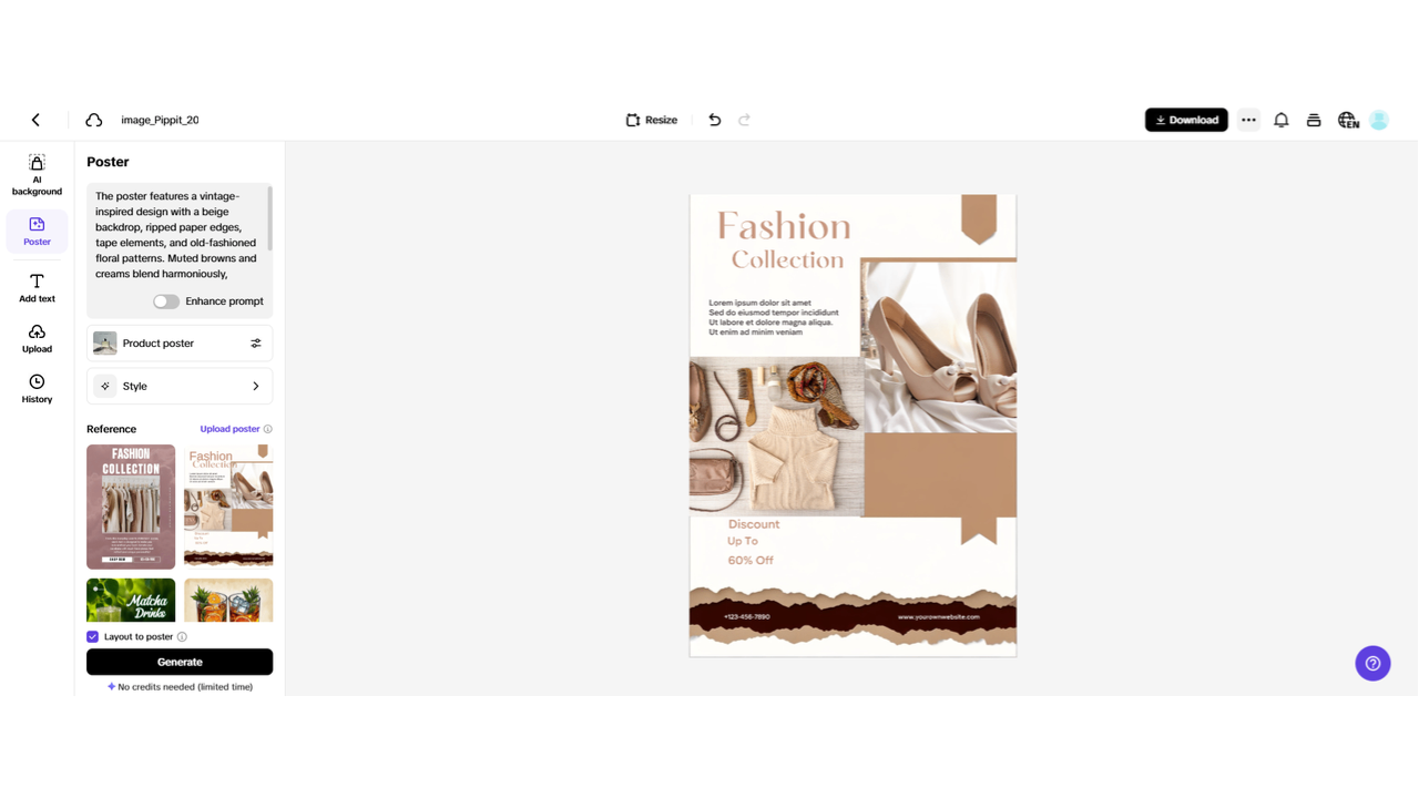 Tailor-made poster for product biographies