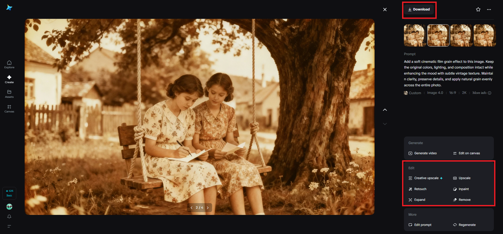 ปรับแต่งภาพและดาวน์โหลด