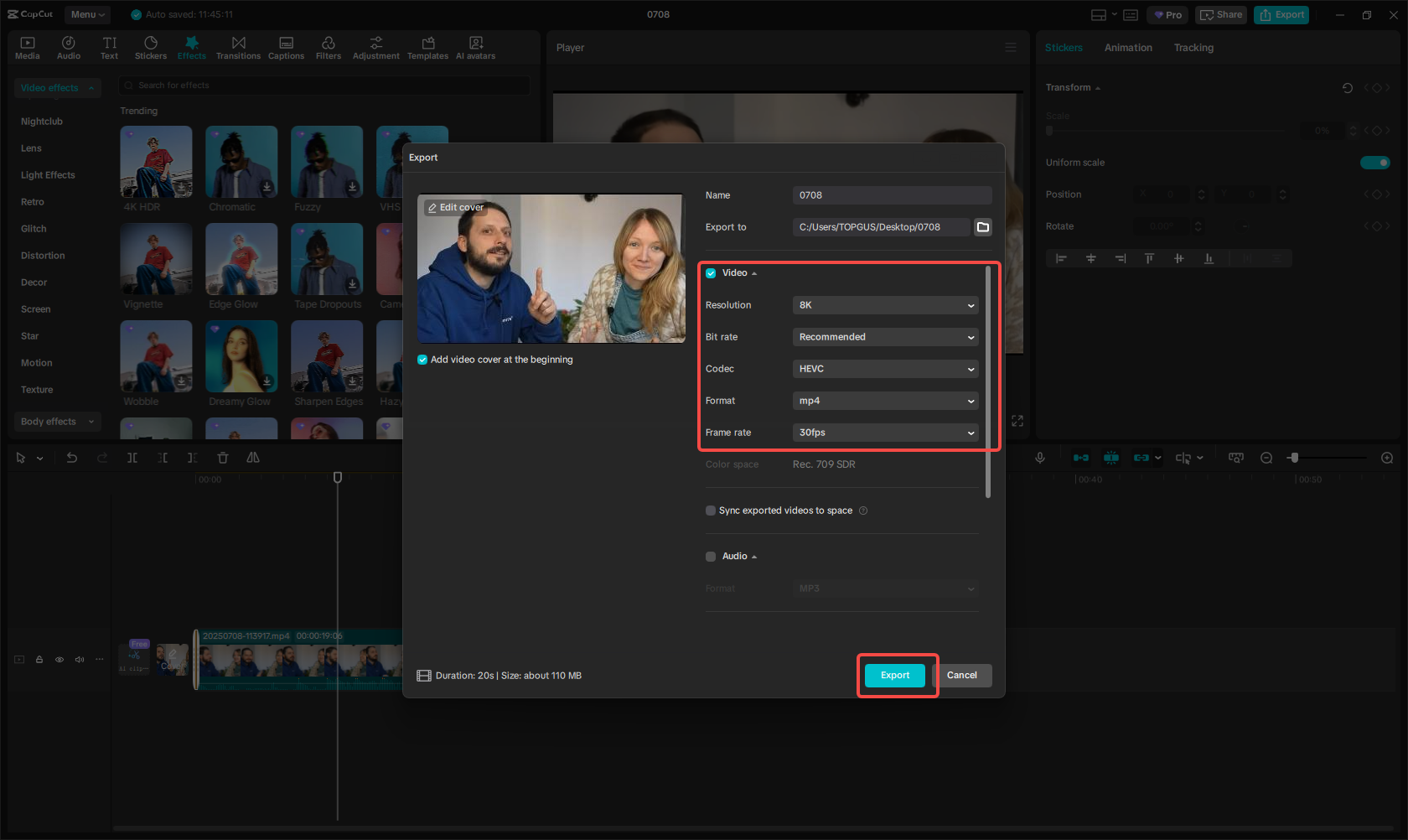 Zweisprachiges Untertitelvideo exportieren