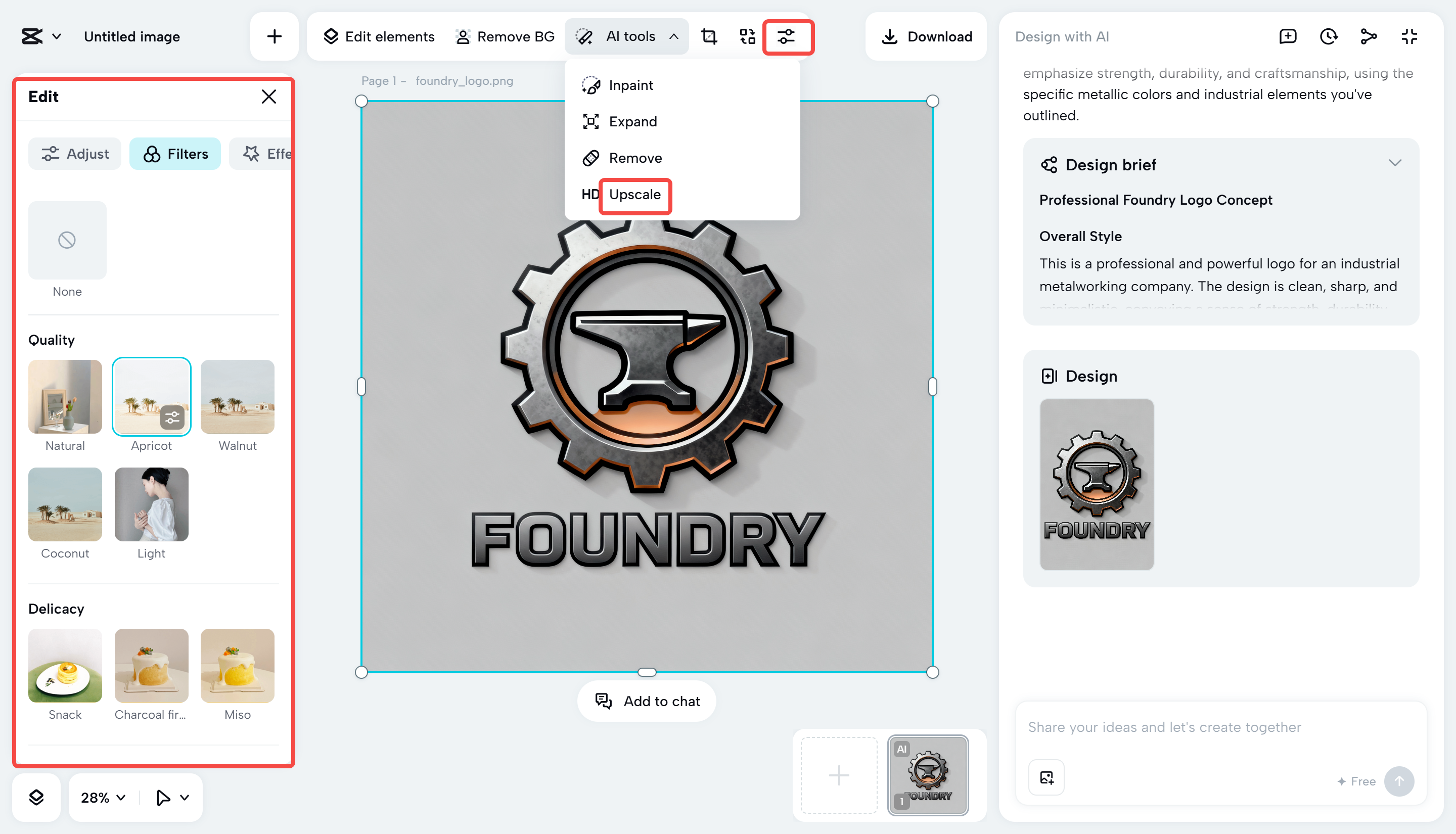 Editing the logo with CapCut Web