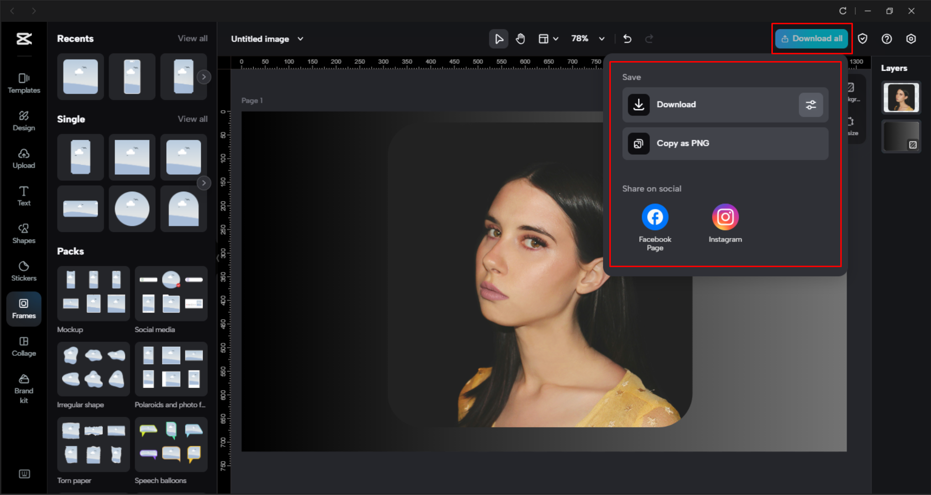Descargando la imagen con del CapCut editor de video de escritorio