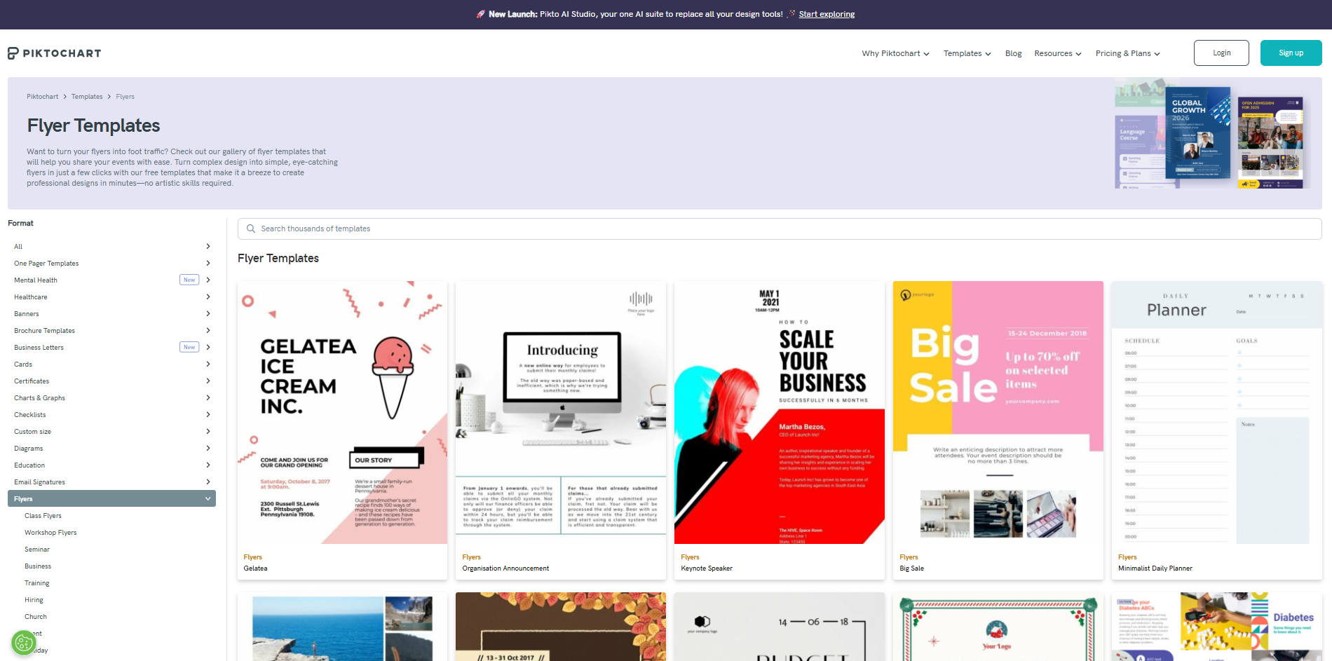 Interface of Piktochart - a professional tool to create minimalistic poster designs
