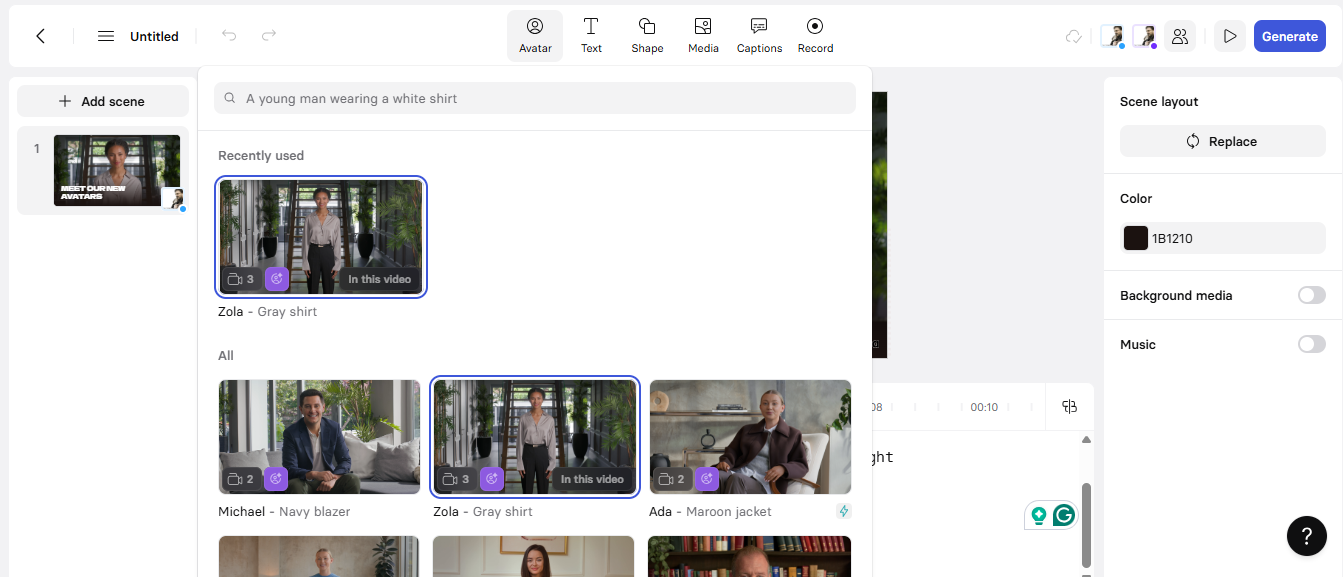 Choose a suitable AI avatar