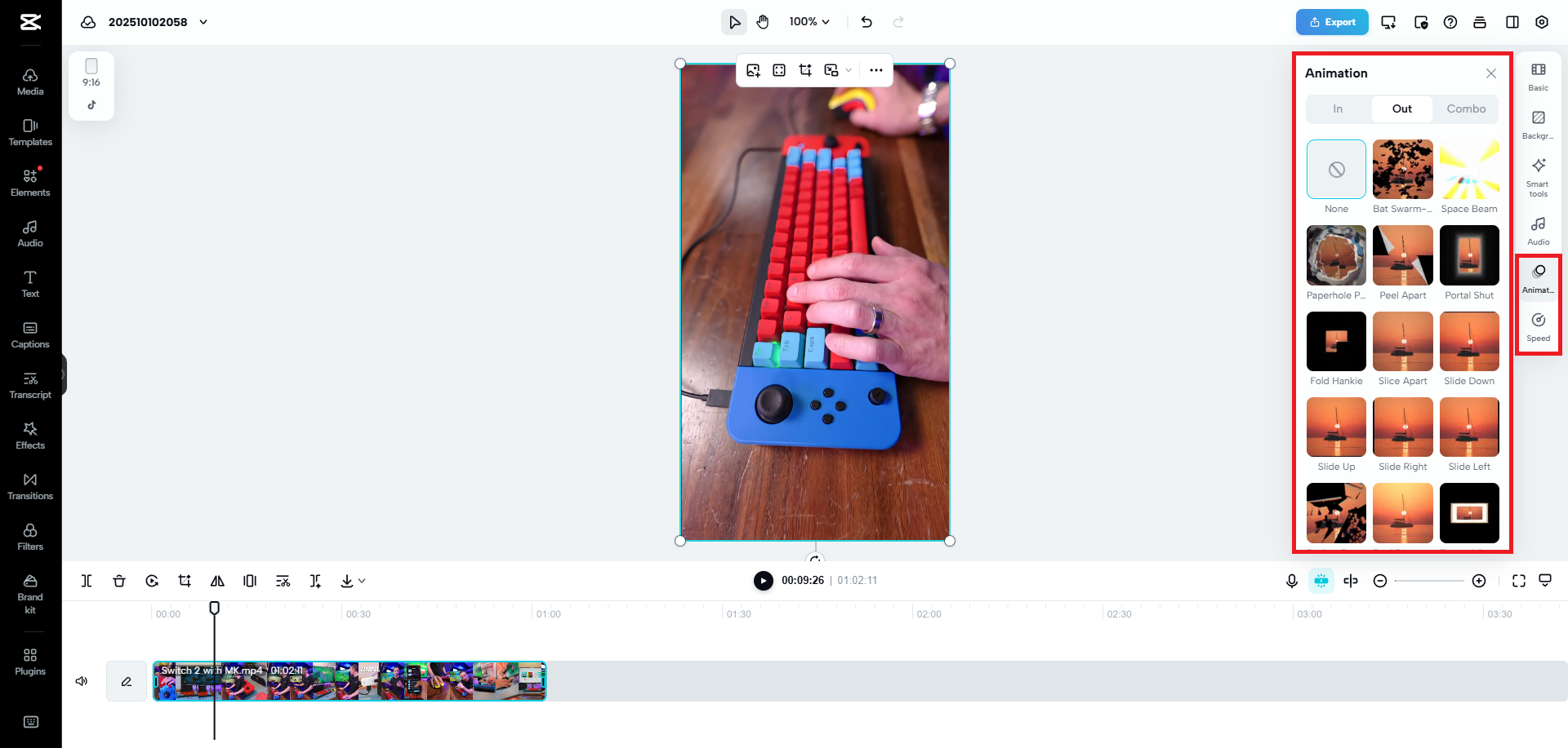 Change video animations and speed