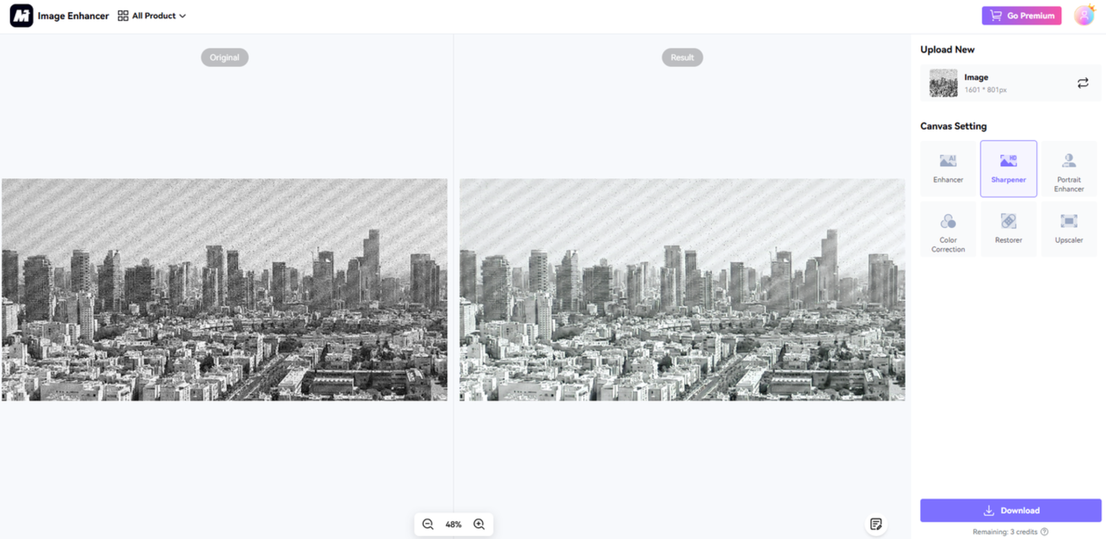 Schnittstelle Media.io - ein einfach zu bedienendes Werkzeug zur Entfernung von Bildkörnern
