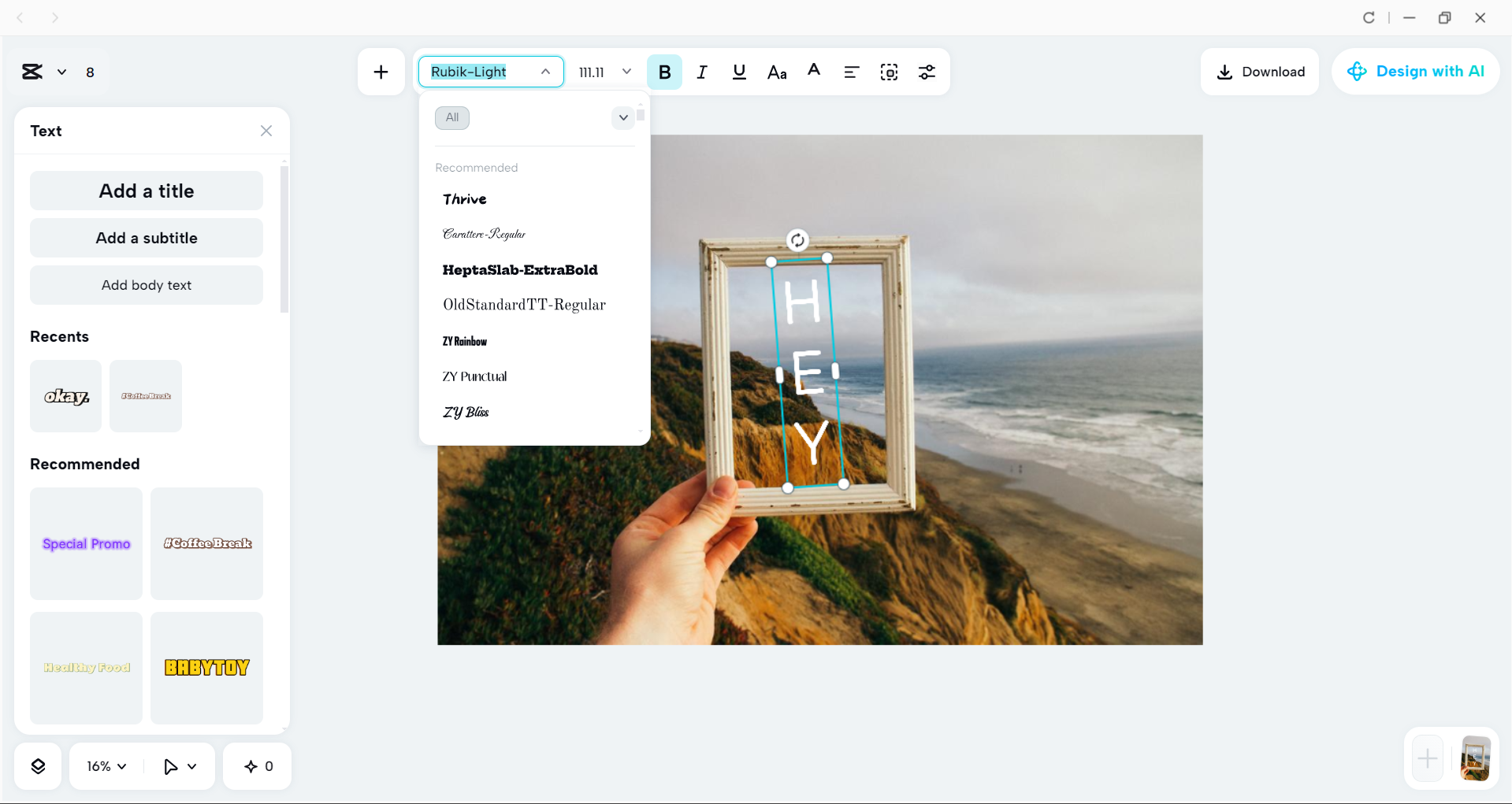 Interface of the CapCut desktop video editor - the best tool to edit text in photos