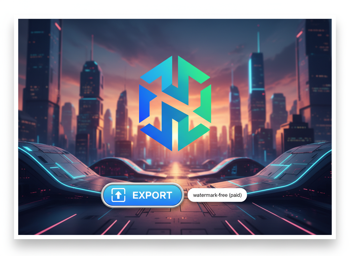 Poster and social ad creative with crisp logo cutout over AI scene; clean edges; watermark-free export (paid).