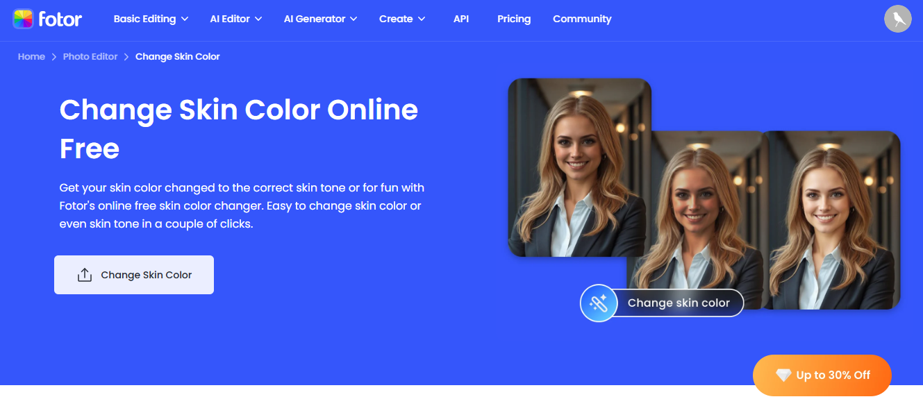 Trocador de cor de pele Fotor