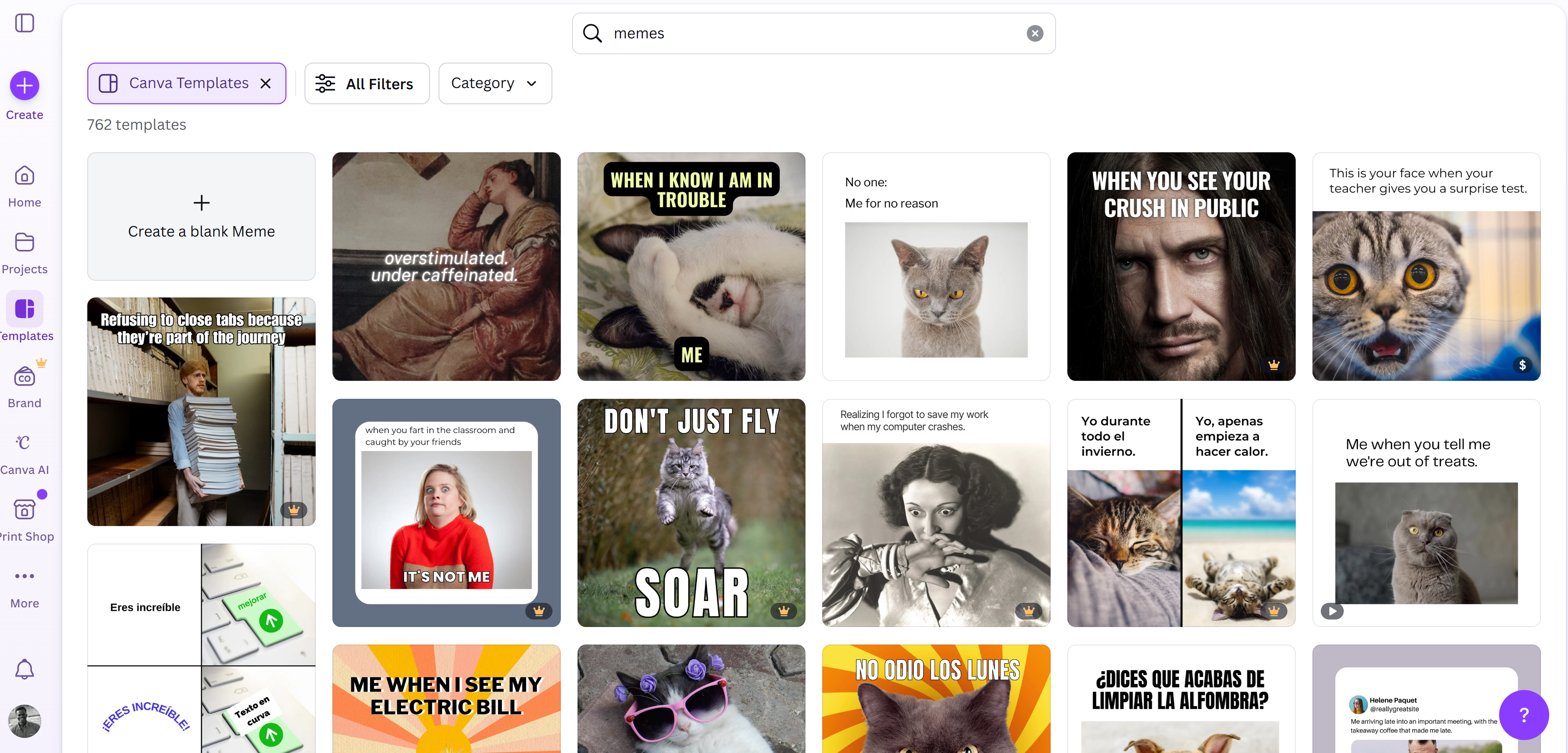 Modelos de memes do Canva