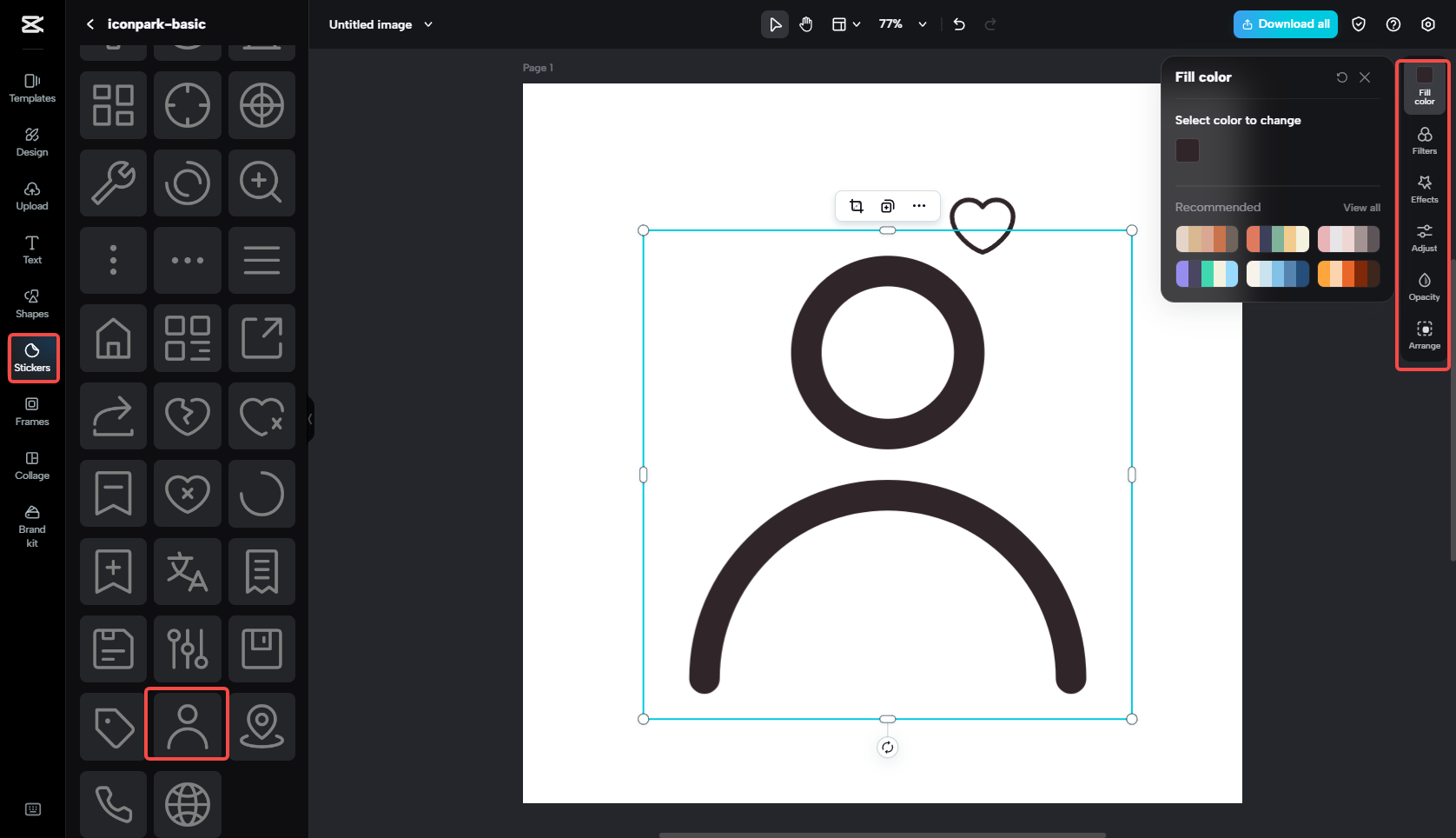 Add stickers to make a profile picture icon