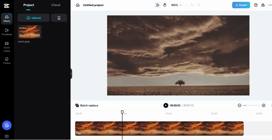 Add effects and further editing  on CapCut online video editor