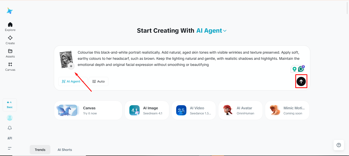 พร้อมท์เขียนเพื่อเปลี่ยนภาพถ่ายขาวดำเป็นสีใน Dreamina
