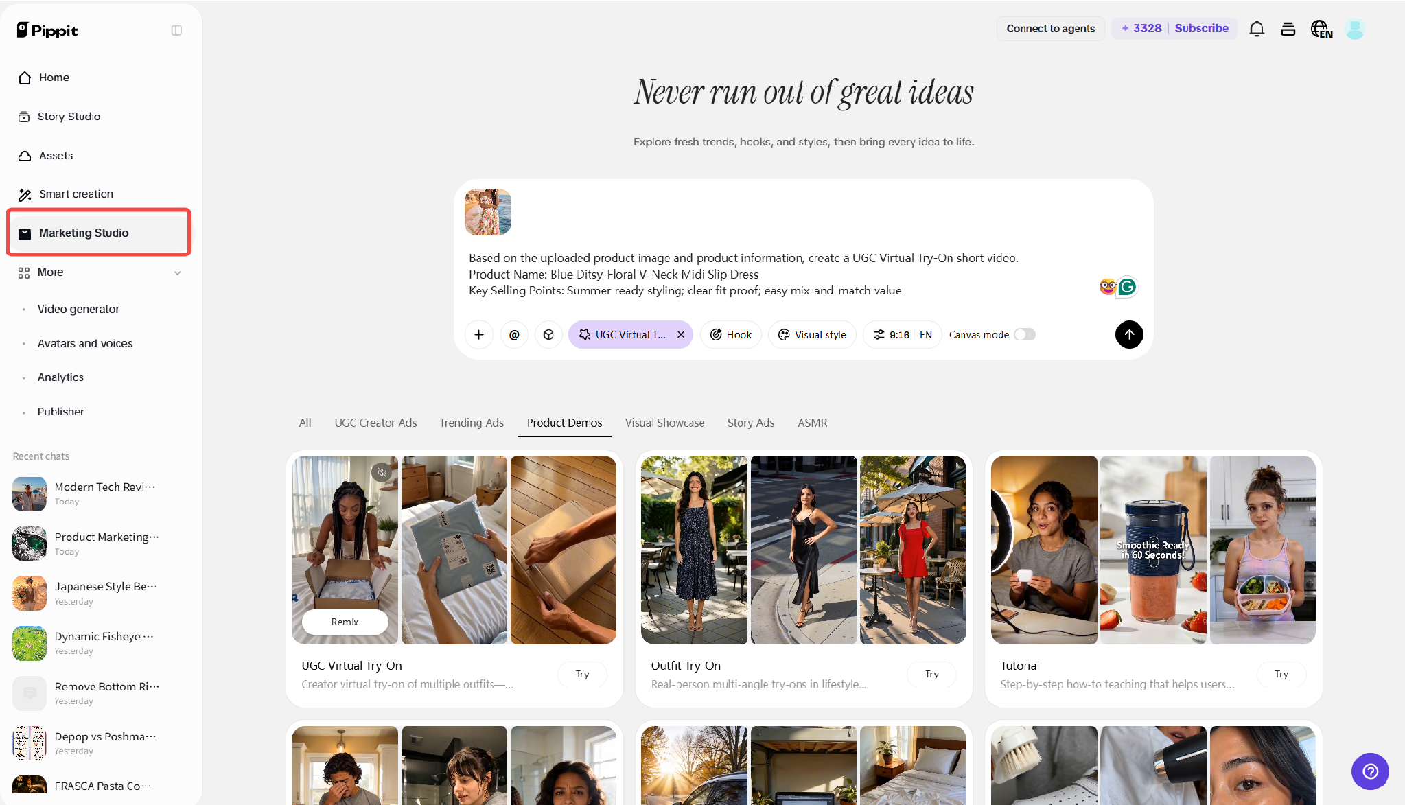 Navigate to Marketing Studio