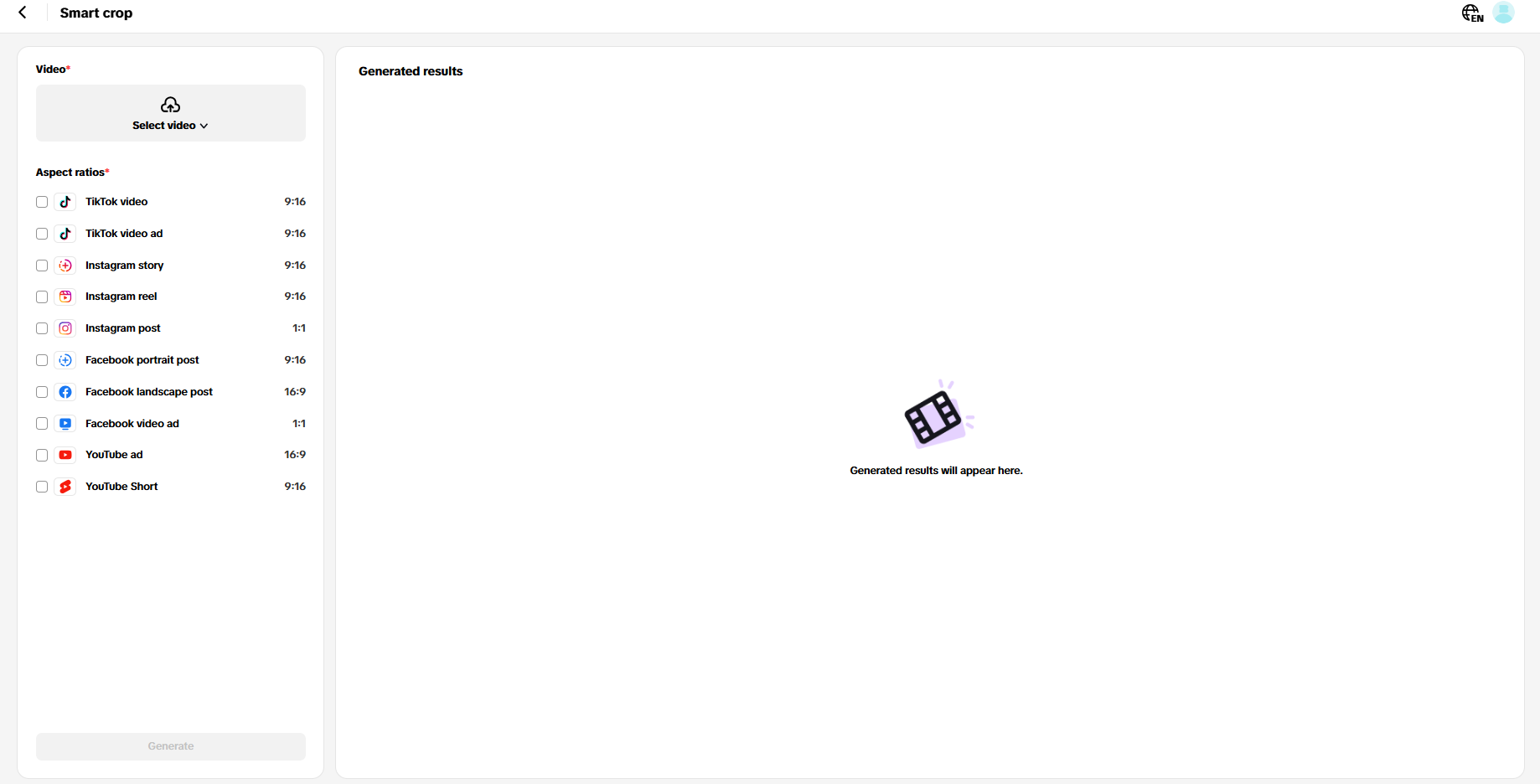 Smart crop for multiple platforms