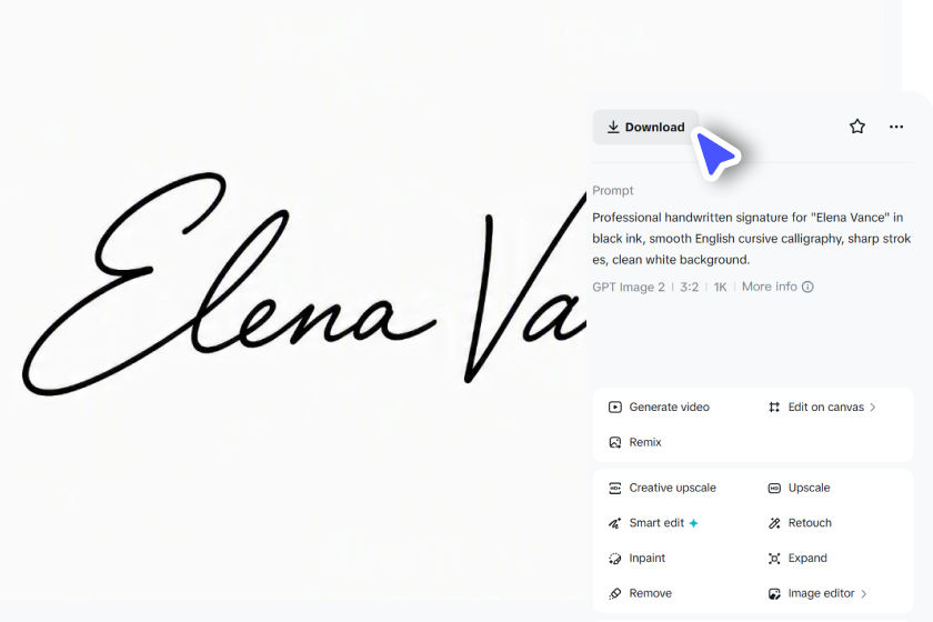 Evaluate and download your signature 