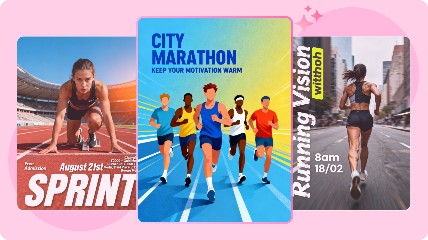 ออกแบบโปสเตอร์การแข่งขันมาราธอน - แนวคิดที่ชนะและเครื่องมือออกแบบ AI