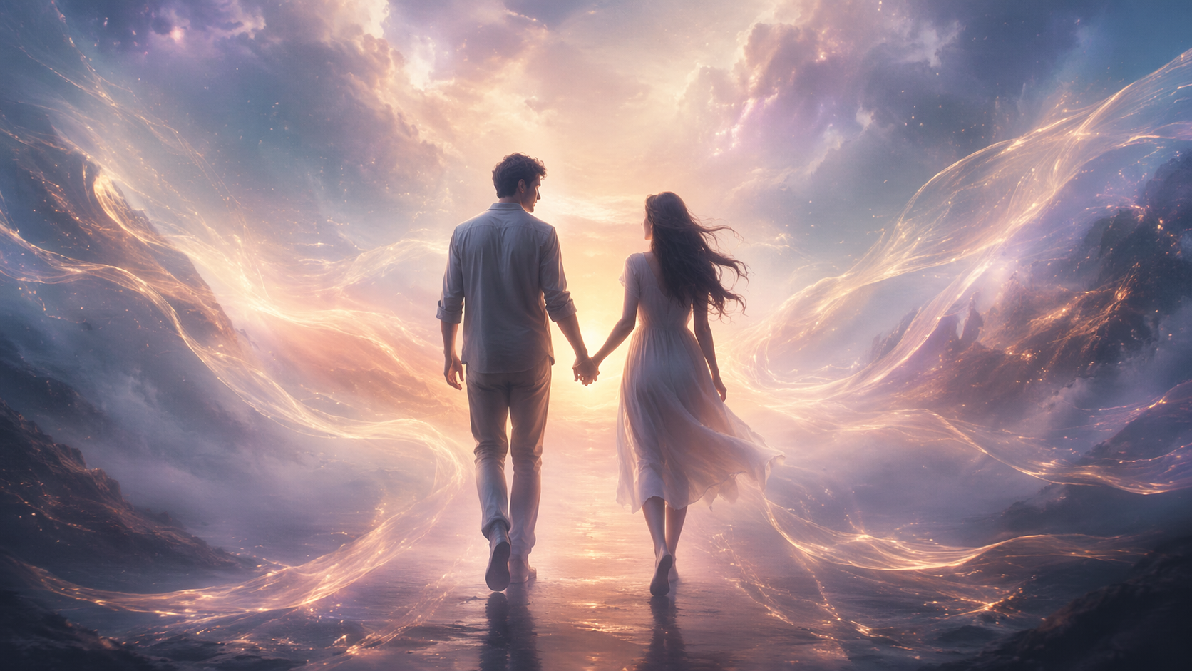 Dreamina Couple Soul AI Photos Prompts prompt example 3: Golden Hour Couple Soul