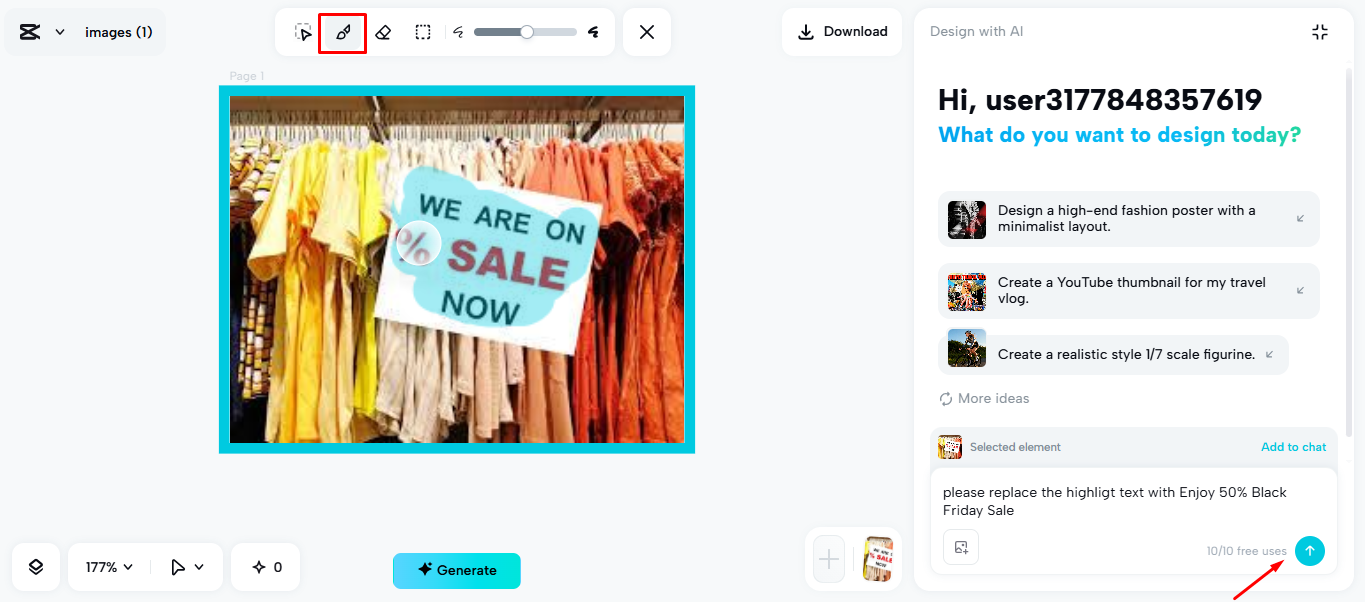 Replacing picture text or signs in the CapCut desktop video editor