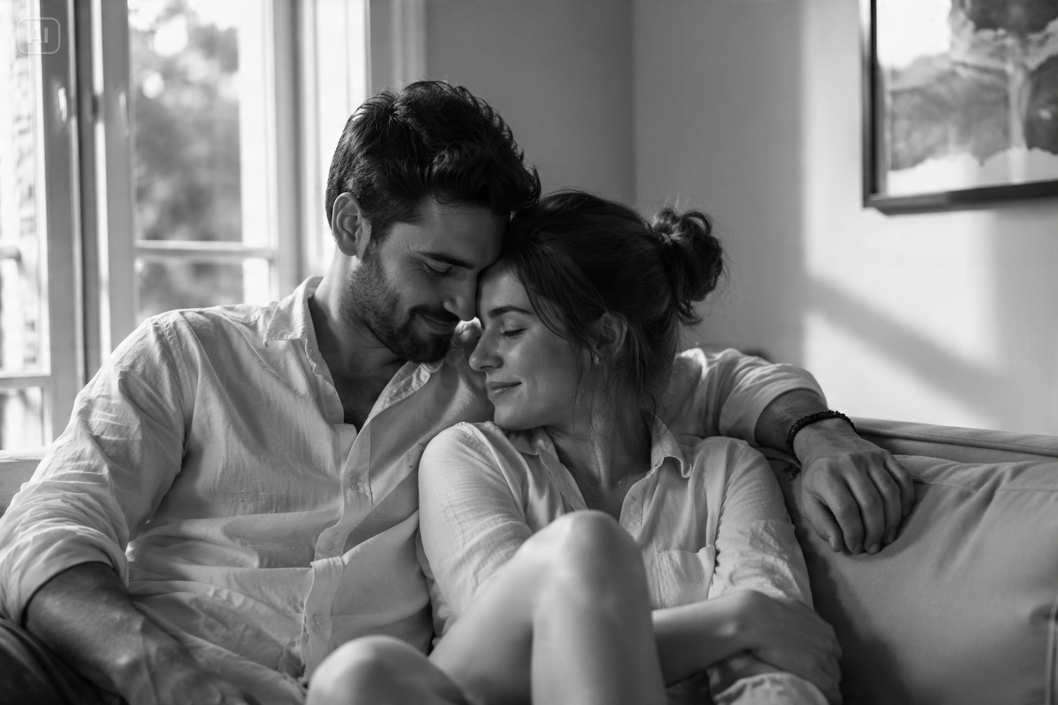 black and white couple photo features