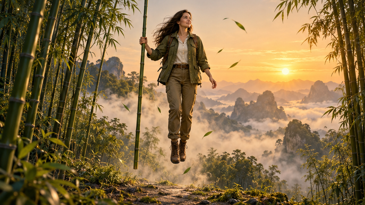 Illustrative AI Bamboo Flying Effect example: a bamboo grove lift-off