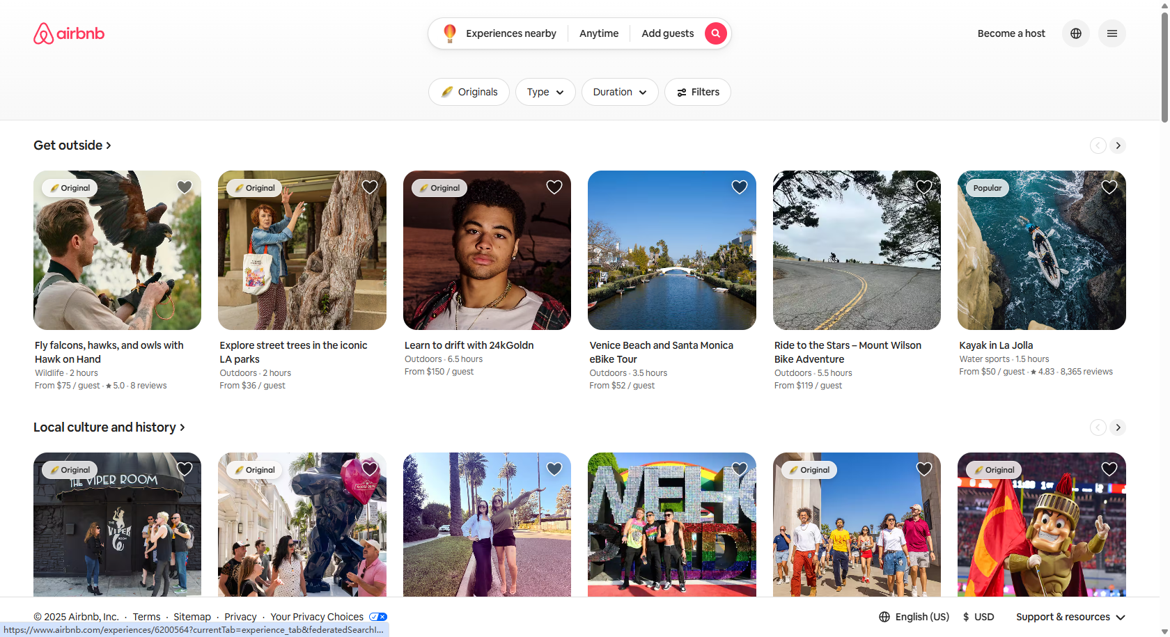 Airbnb experience recommendations