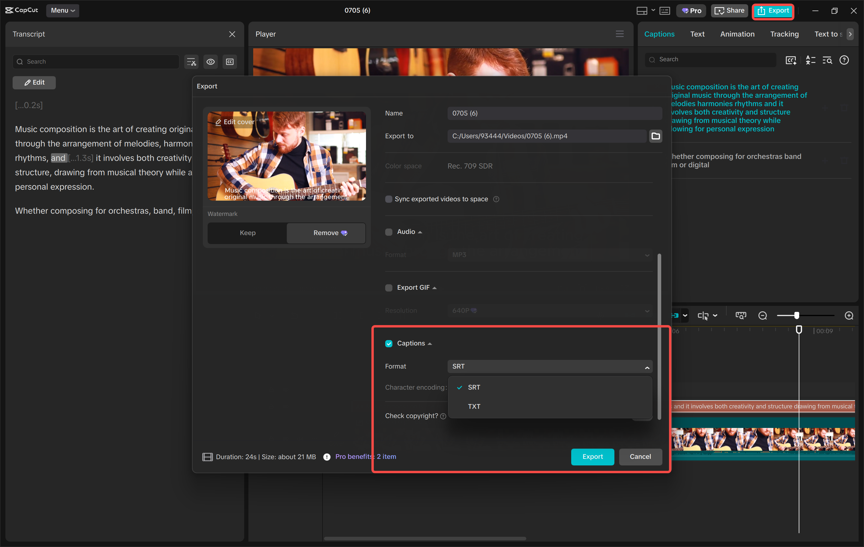 Exportieren eines Videos aus dem CapCut Desktop-Video-Editor