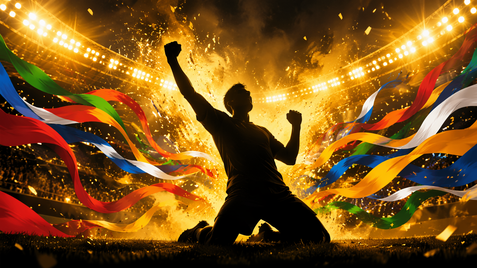 Dreamina Viertelfinale Weltmeisterschaft 2026 ai Poster Prompt Beispiel 6: Viertelfinale Trophy Night