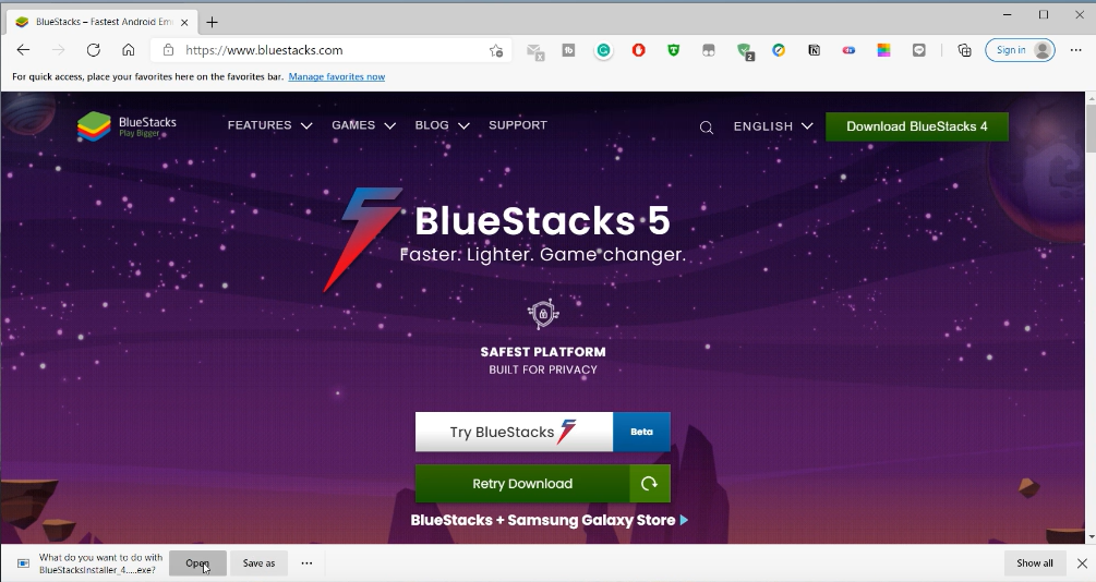 Instalando BlueStacks no PC