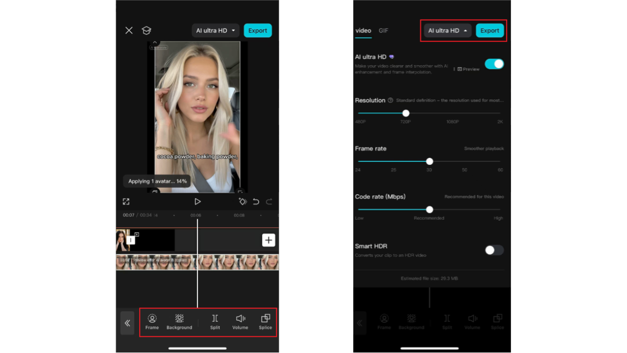 Refine and export your avatar video