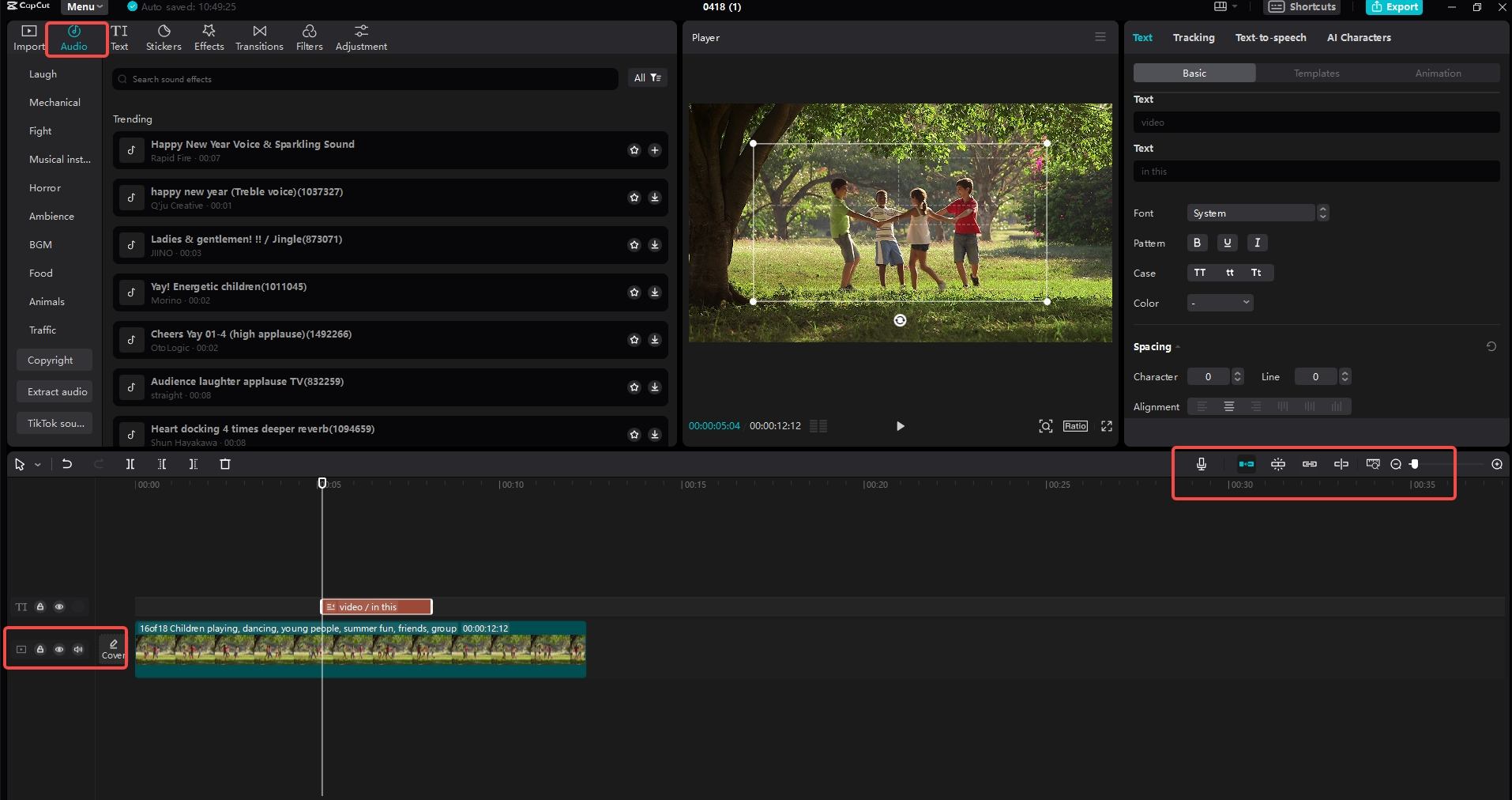 Edit the audio