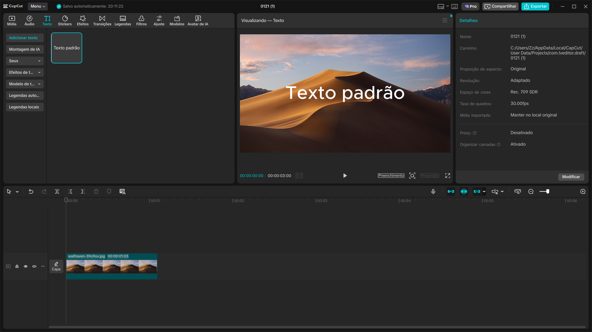 Adicione texto ou efeitos
