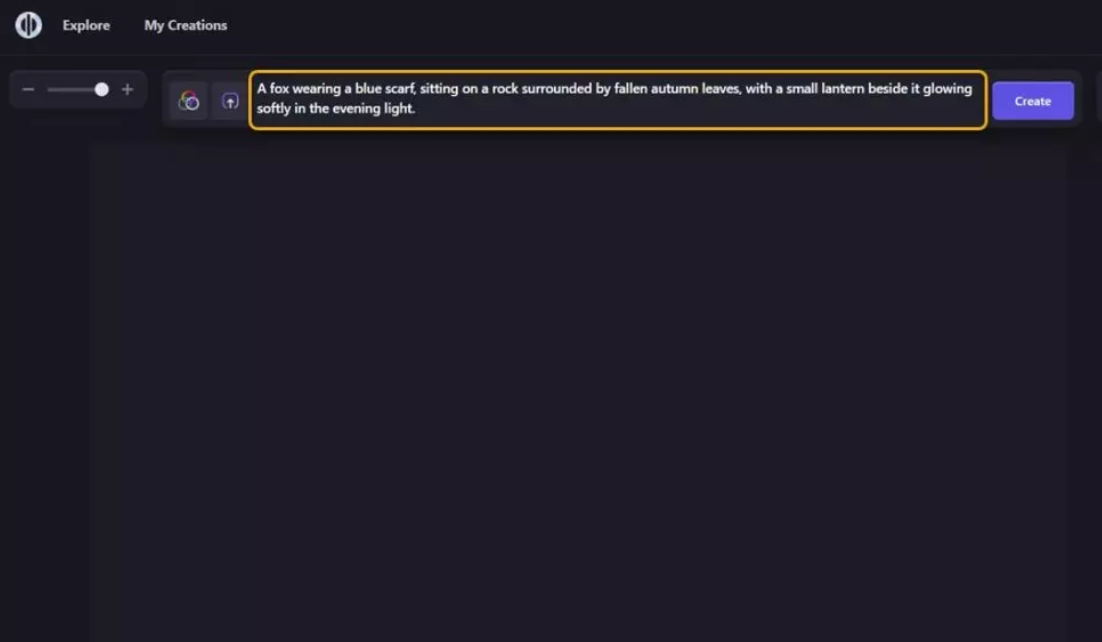 Writing a text prompt in the Playground AI art generator