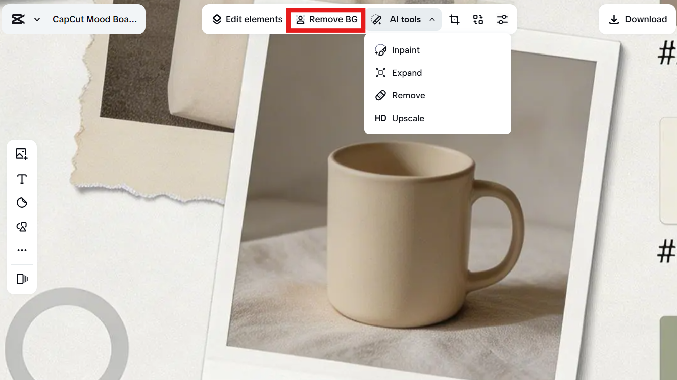 Adjust your mood board with CapCut