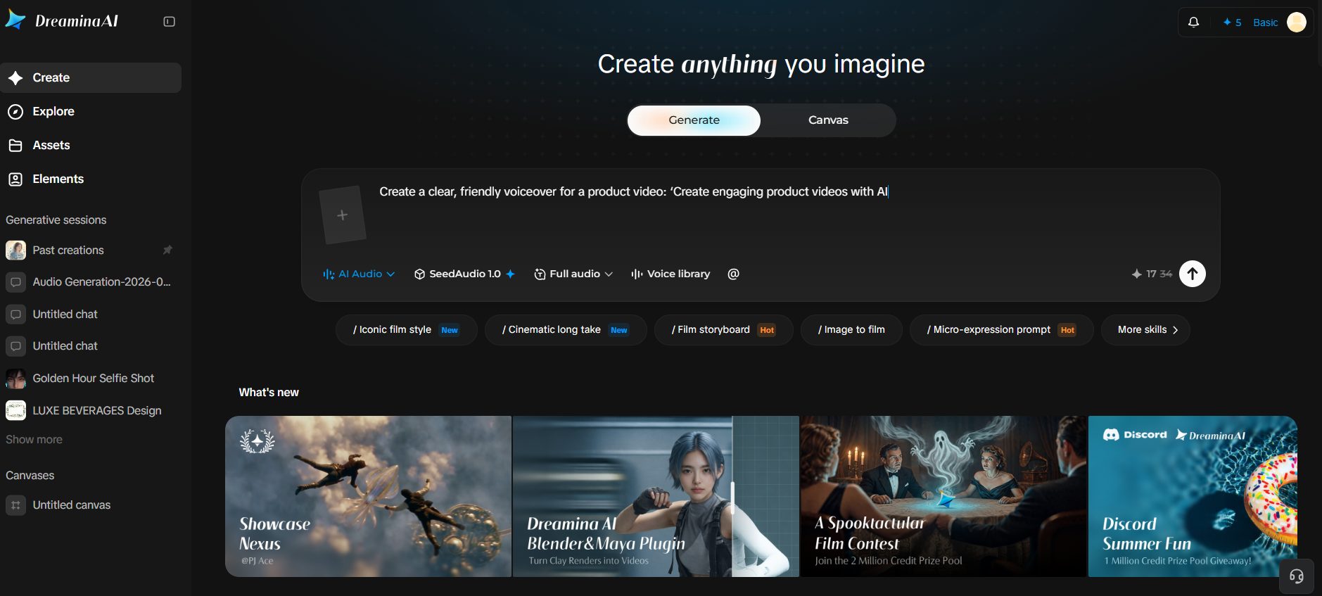 Add your script and configure the voice