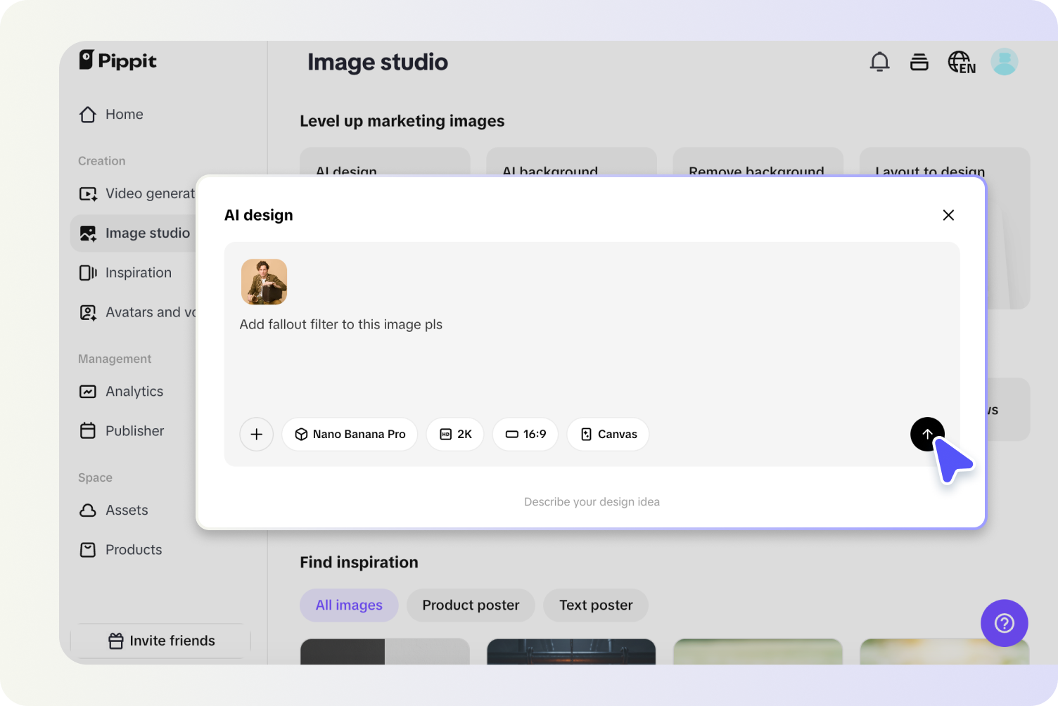 Creating Fallout filter on Pippit