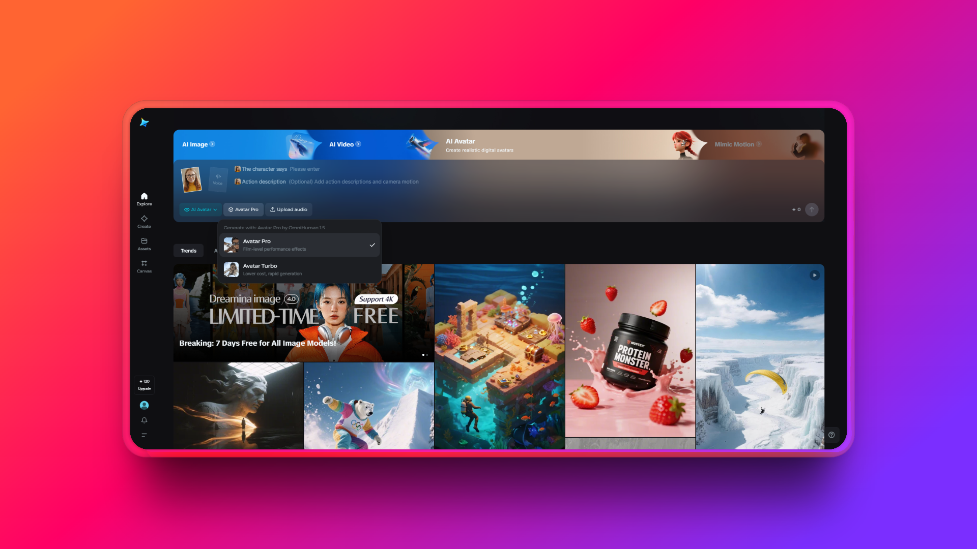 Choose the AI avatar feature