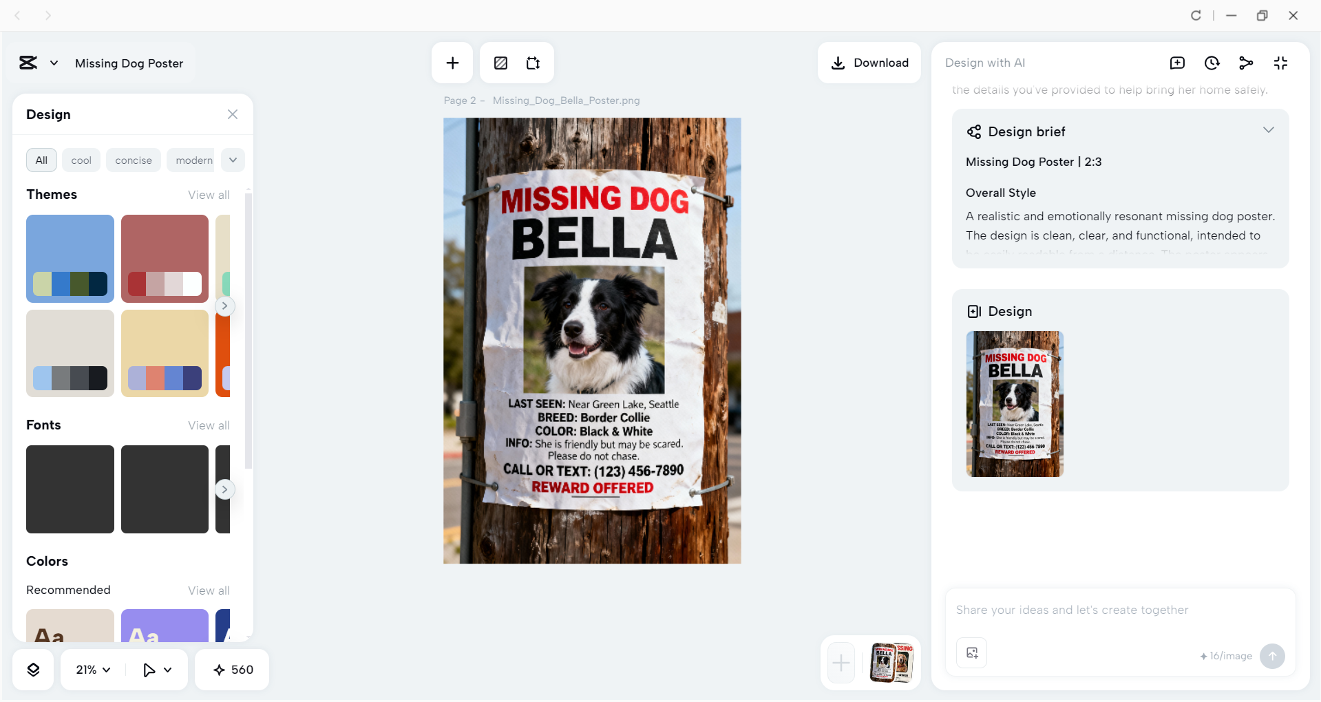 Interface of the CapCut desktop video editor - a tool to make missing animal posters