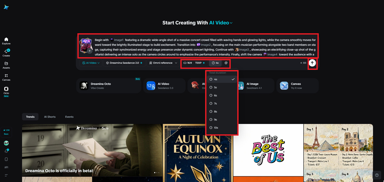 Write your prompt and apply settings