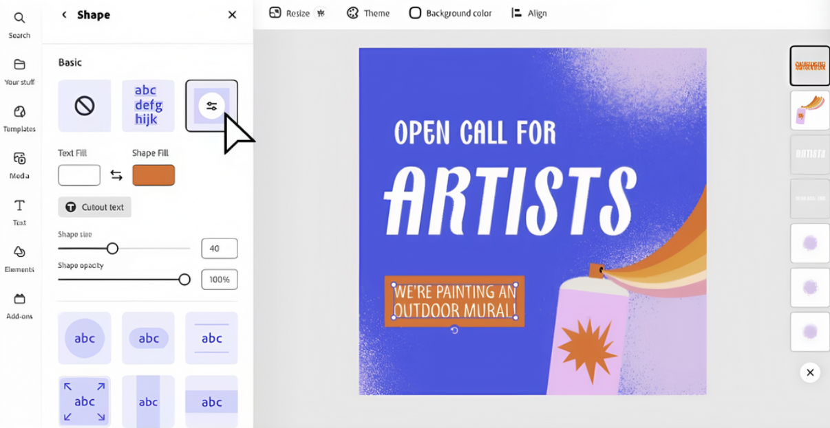 Adobe Express interface