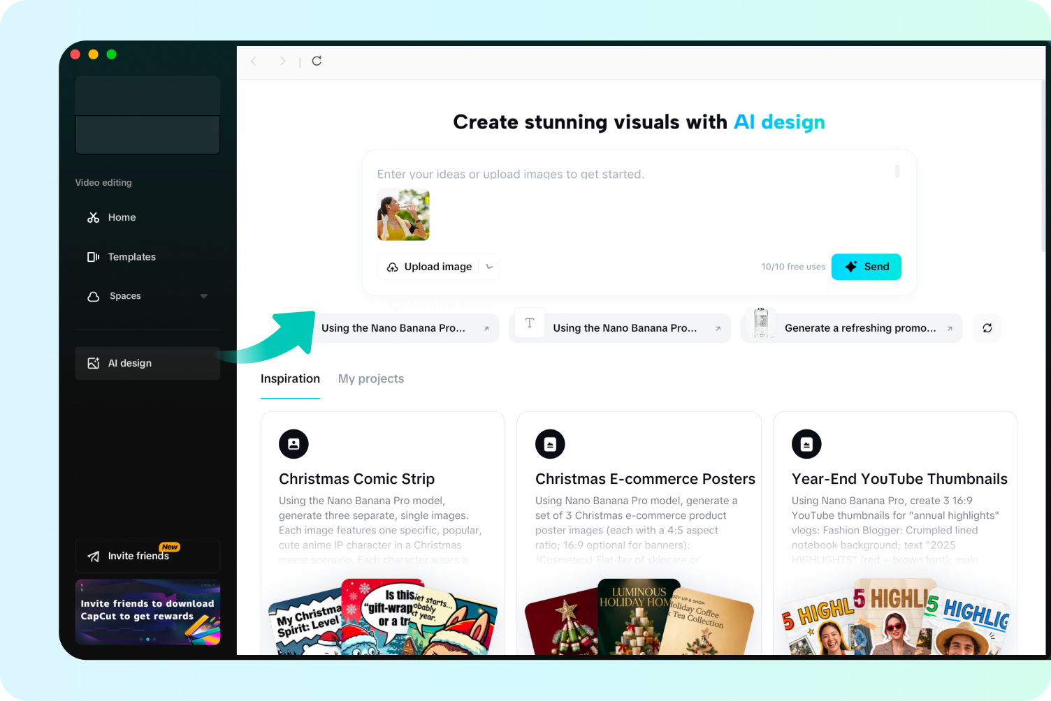  Uploading an image using CapCut's image flipper