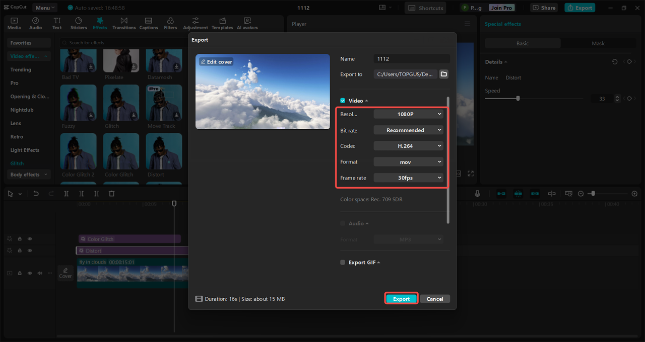 Export and share