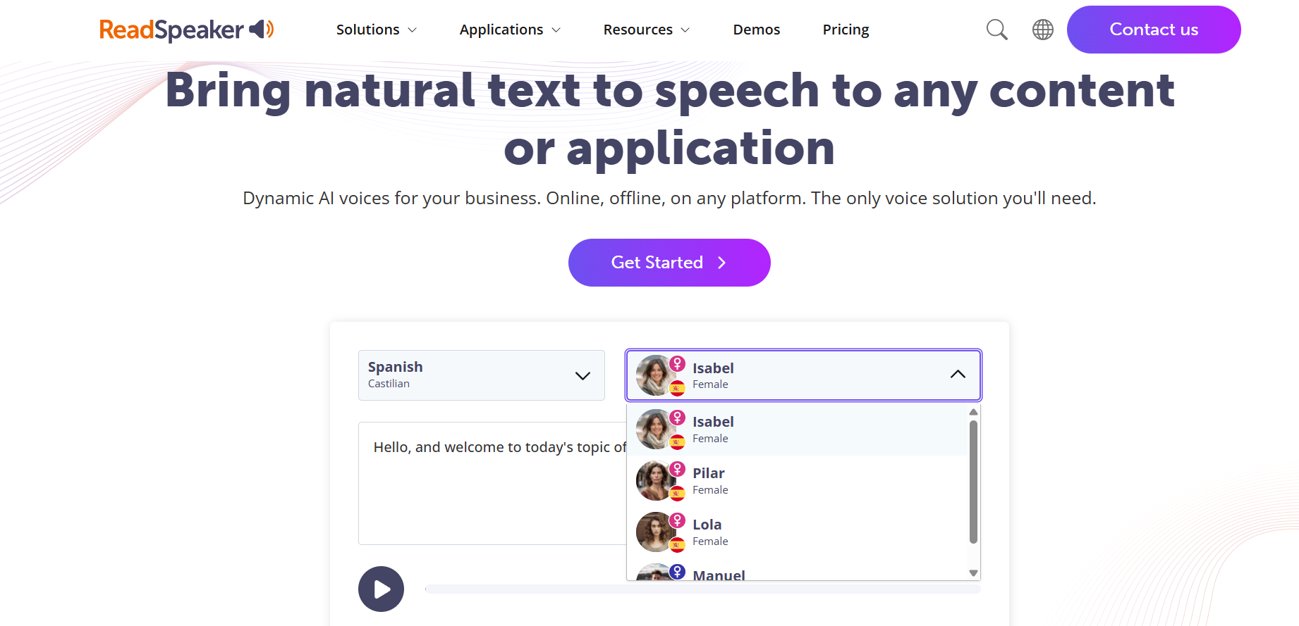 RedSpeaker interface