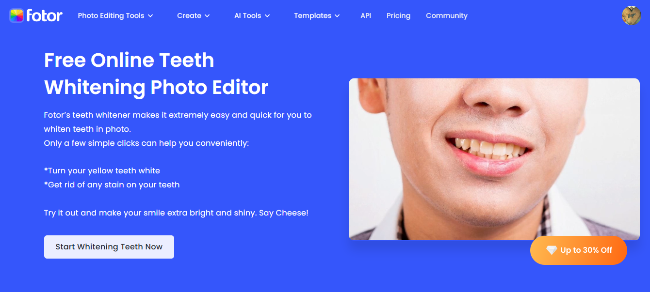 Fotor online teeth whitening photo editor